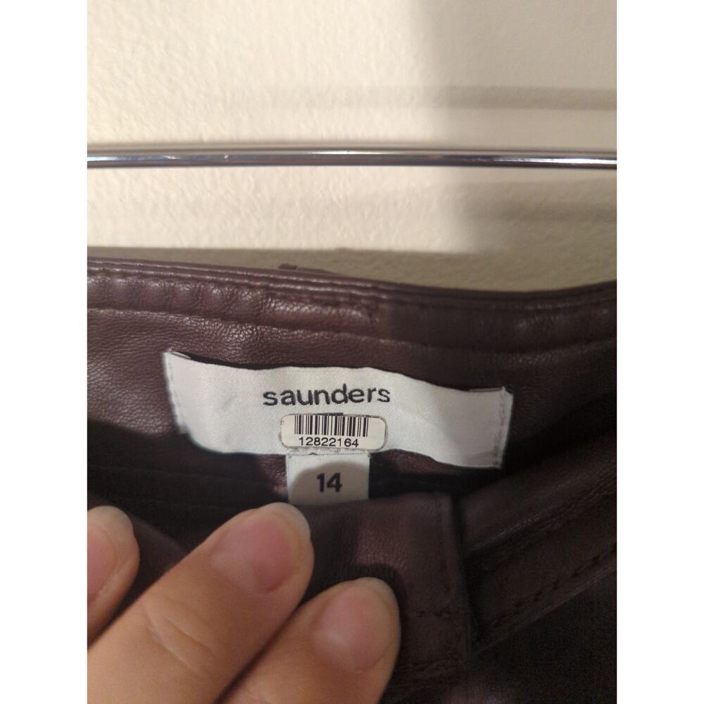 RTR Saunders Brown Faux Leather Slit Midi Skirt Size 14 - Picture 6 of 8